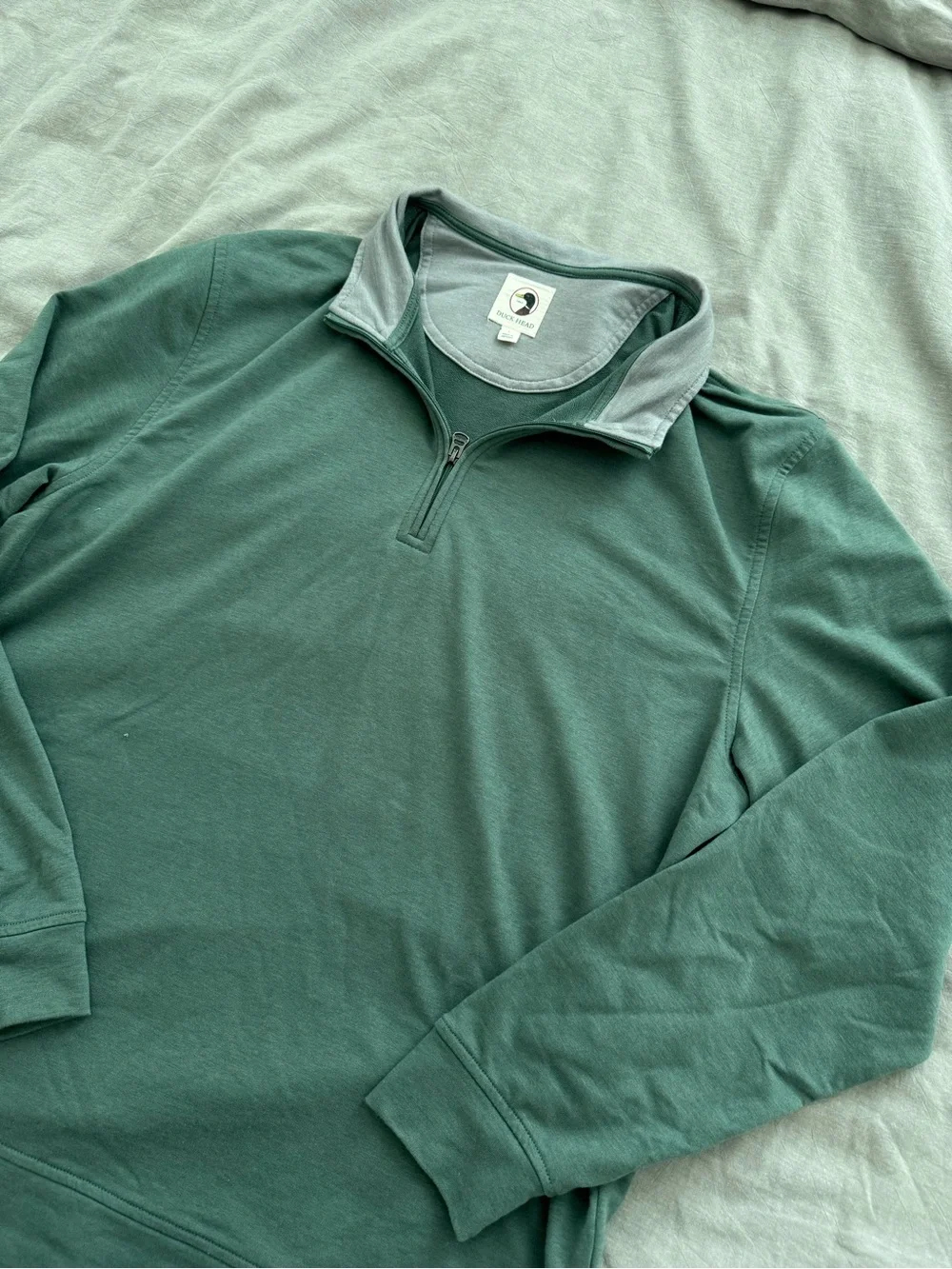 Duck Head Dunmore Performance Quarter Zip Pullover in Aspen Green Heather NWOT